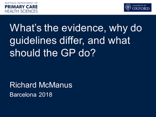 Slides | Hypertension - can we agree on diagnostic and therapeutic thresholds