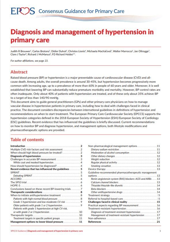 EPCCS Practice Guidance on Hypertension 2019